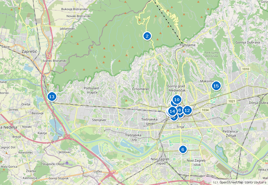 Mappa dei dintorni di Zagabria