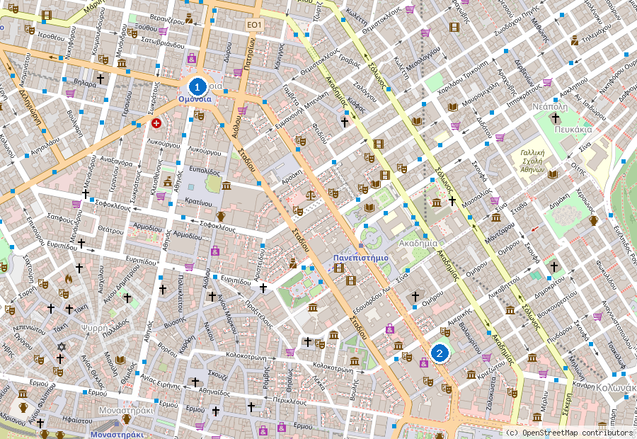 Mappa dei dintorni di Atene