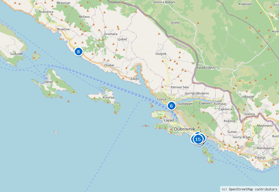 Mappa dei dintorni di Dubrovnik