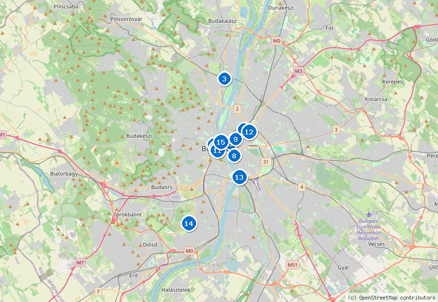 Mappa dei dintorni di Budapest