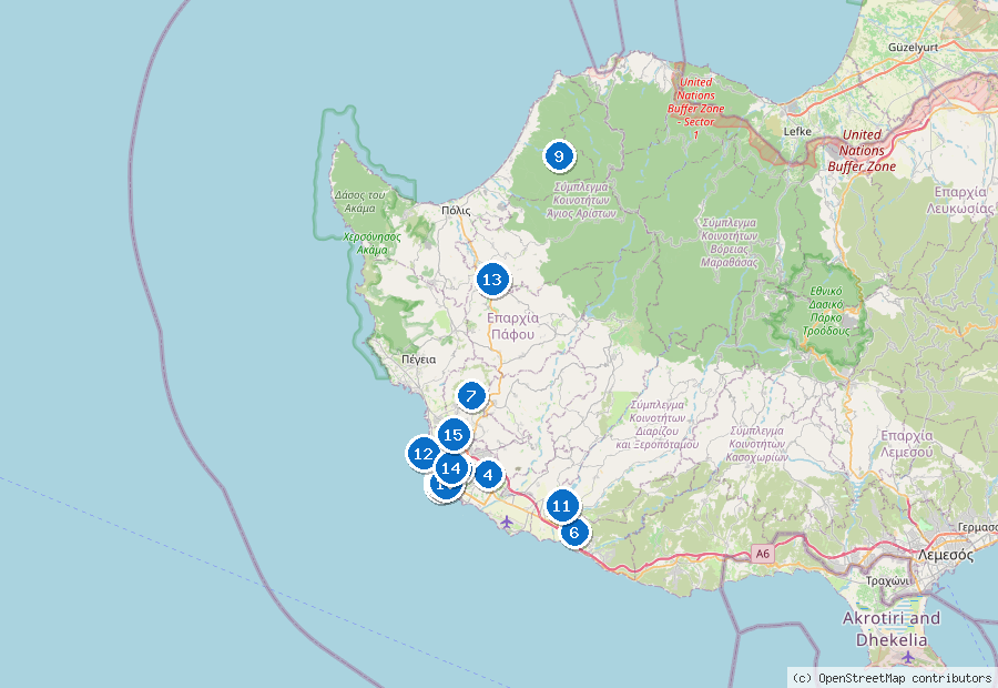 Mappa dei dintorni di Paphos
