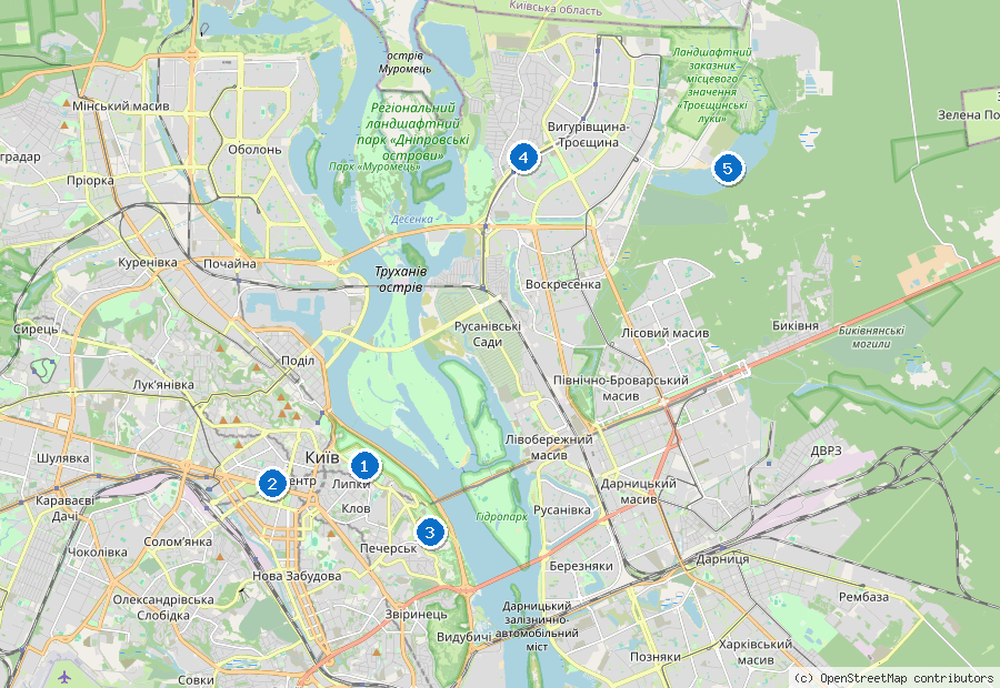 Mappa dei dintorni di Kiev
