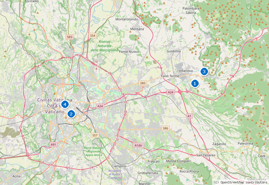 Mappa dei dintorni di Roma