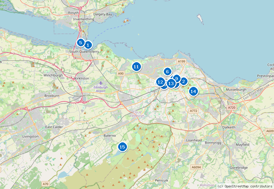 Mappa dei dintorni di Edimburgo
