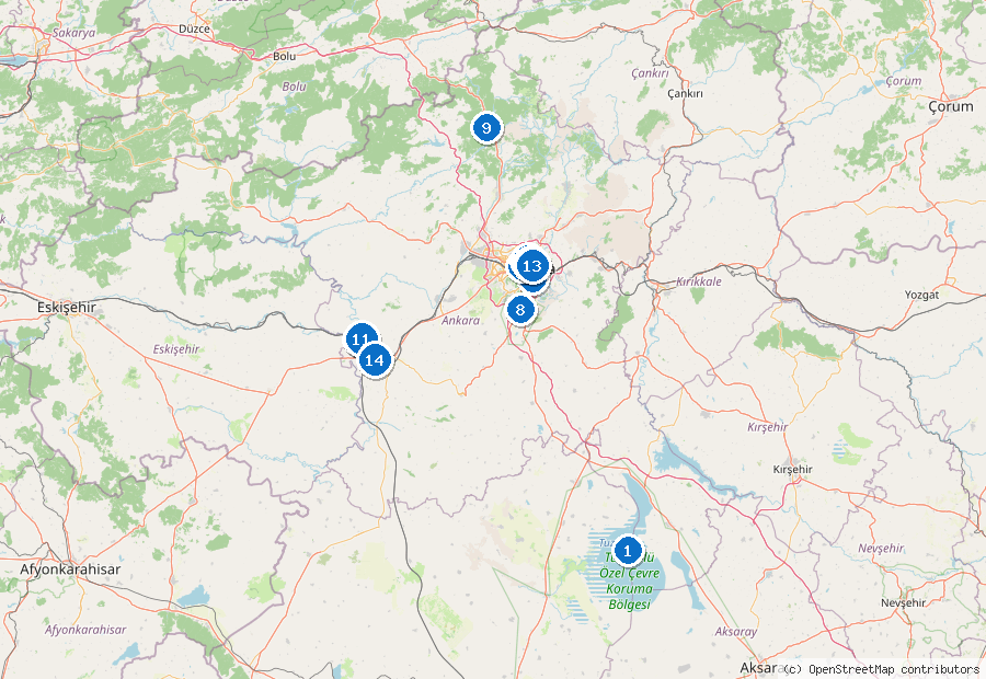 Mappa dei dintorni di Ankara