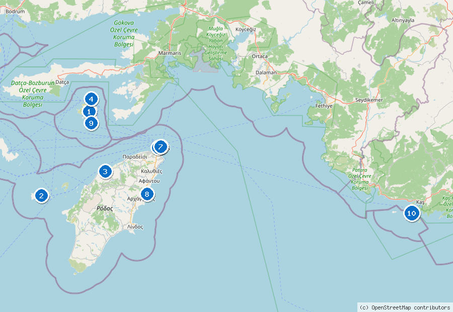 Mappa dei dintorni di Isola di Rodi