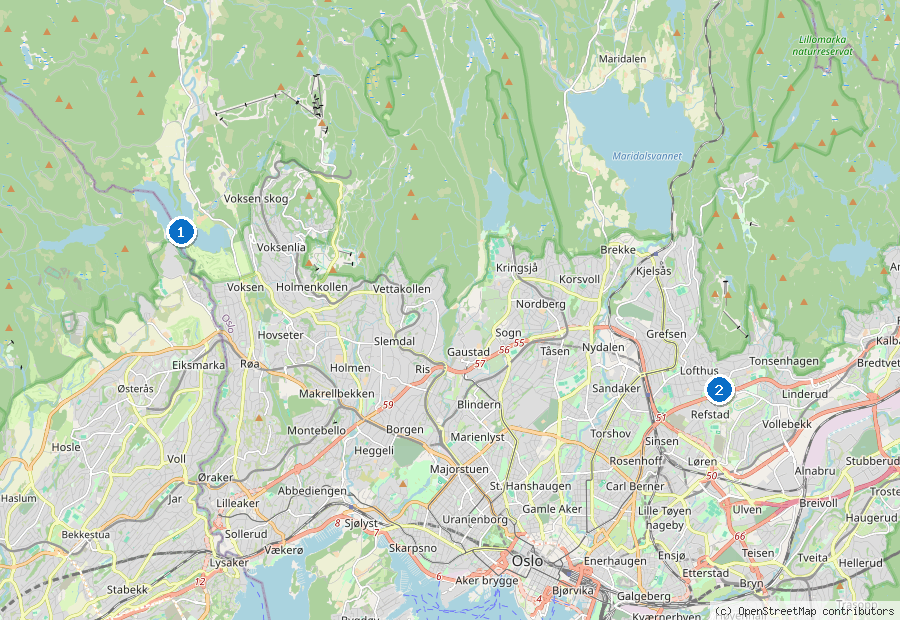 Mappa dei dintorni di Oslo