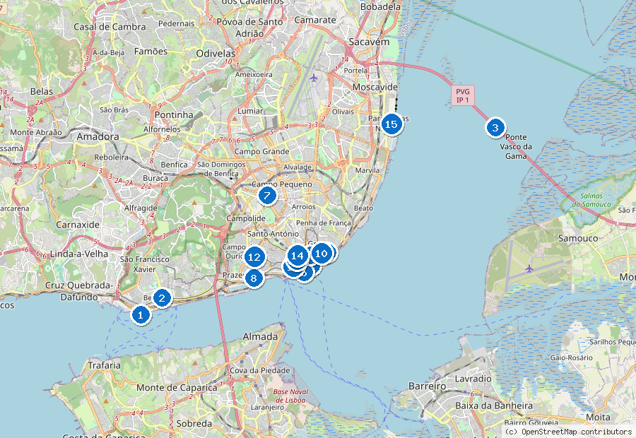 Mappa dei dintorni di Lisbona