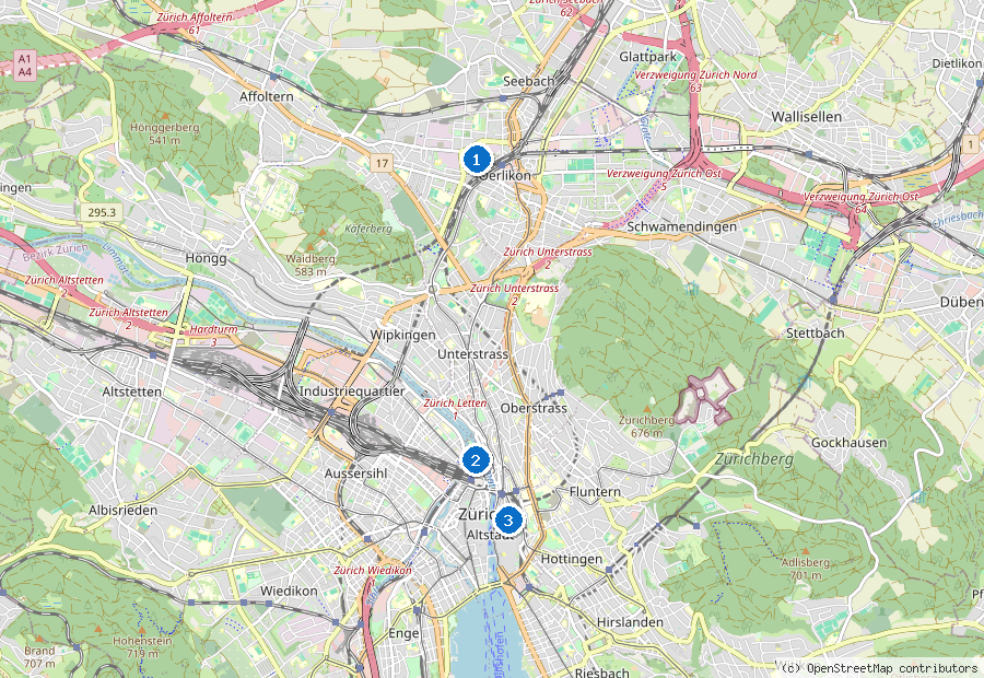 Mappa dei dintorni di Zurigo