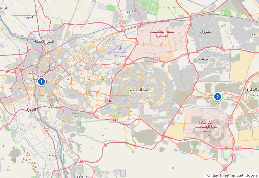 Mappa dei dintorni di Il Cairo