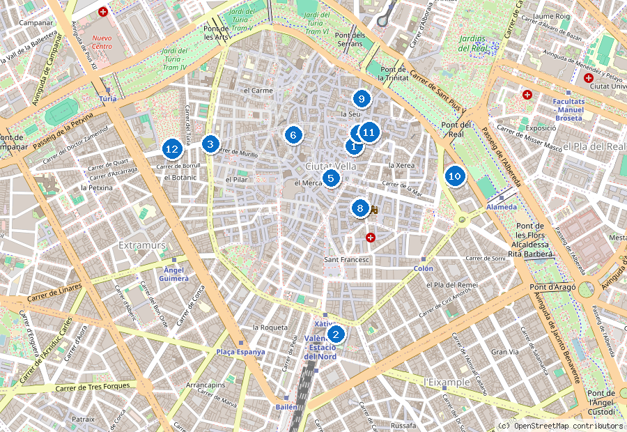 Mappa dei dintorni di Valencia