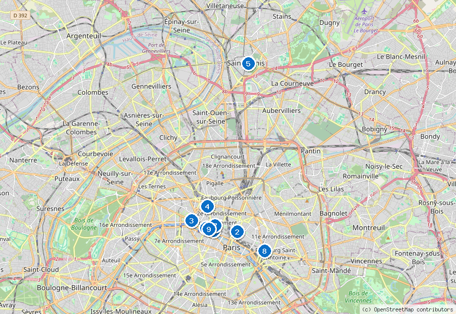 Mappa dei dintorni di Parigi