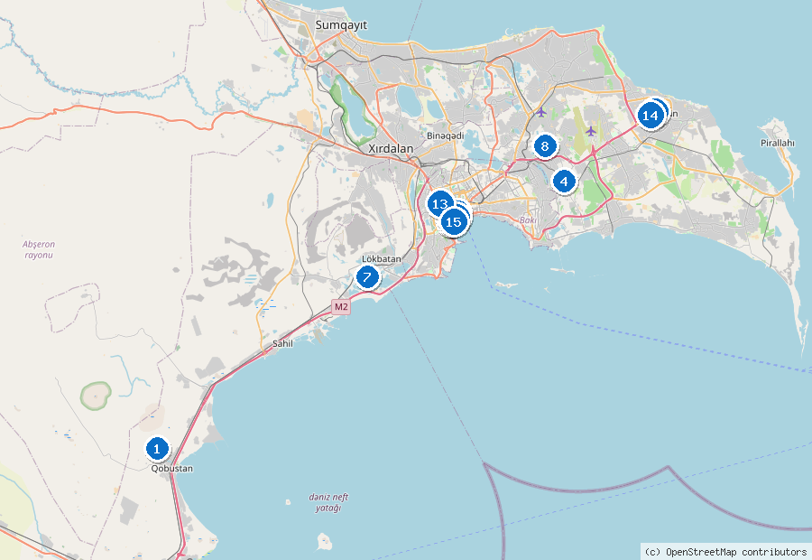 Mappa dei dintorni di Baku
