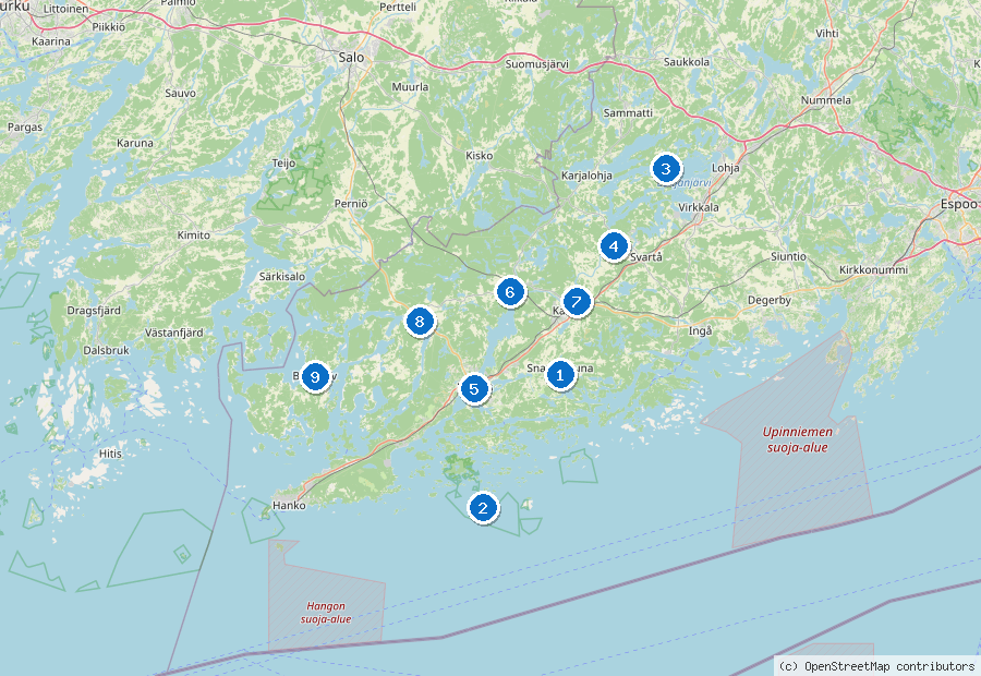 Mappa dei dintorni di Helsinki